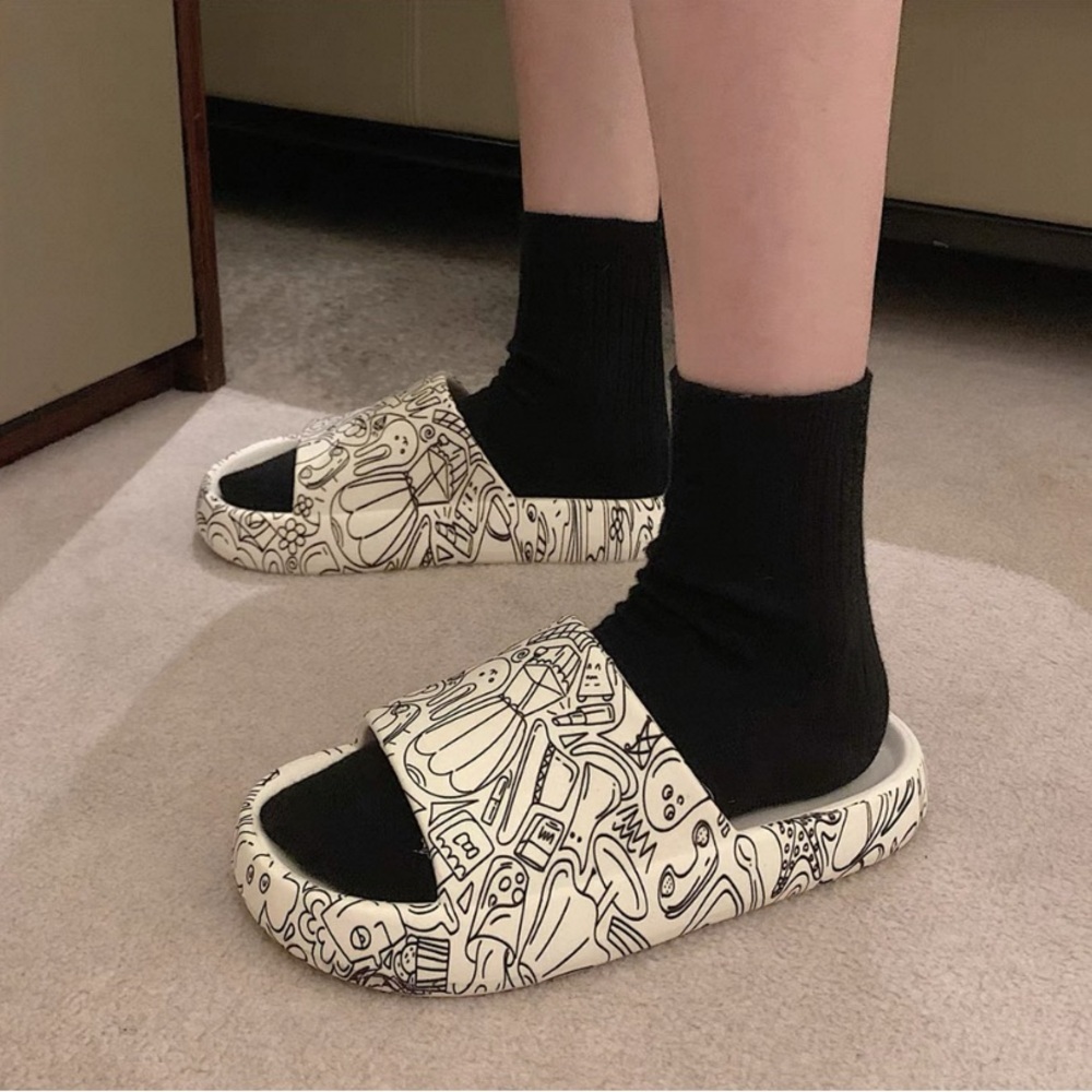 Stylish Cream Slide Sandals
